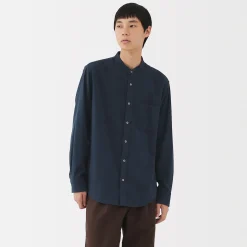 Outlet Muji Camisa con cuello mao de franela para hombre