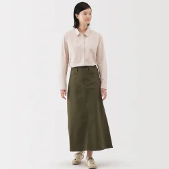 New Muji Camisa de algodón lavado fino para mujer