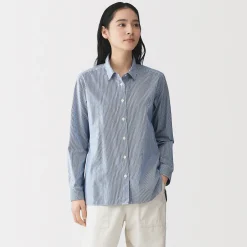 Discount Muji Camisa de algodón lavado fino para mujer