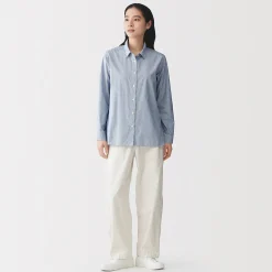 Discount Muji Camisa de algodón lavado fino para mujer