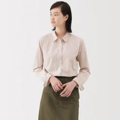 Discount Muji Camisa de algodón lavado fino para mujer