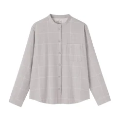 Online Muji Camisa de franela de doble cepillado con cuello alto para mujer
