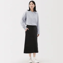 Online Muji Camisa de franela de doble cepillado con cuello alto para mujer