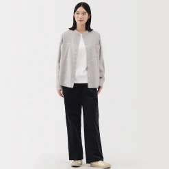 Online Muji Camisa de franela de doble cepillado con cuello alto para mujer