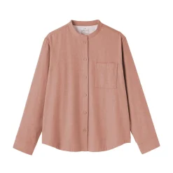 Online Muji Camisa de franela de doble cepillado con cuello alto para mujer