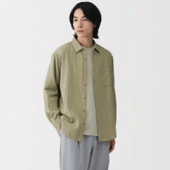 Outlet Muji Camisa de gasa doble y mezcla de kapok para hombre