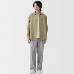 Outlet Muji Camisa de gasa doble y mezcla de kapok para hombre