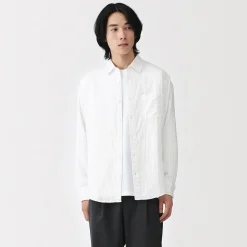 Outlet Muji Camisa de gasa doble y mezcla de kapok para hombre