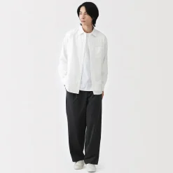 Outlet Muji Camisa de gasa doble y mezcla de kapok para hombre
