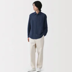 Outlet Muji Camisa de gasa doble y mezcla de kapok para hombre