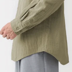 Outlet Muji Camisa de gasa doble y mezcla de kapok para hombre