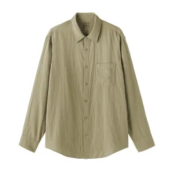 Outlet Muji Camisa de gasa doble y mezcla de kapok para hombre