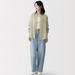 Sale Muji Camisa de lino lavado para mujer