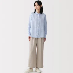 Sale Muji Camisa de lino lavado para mujer