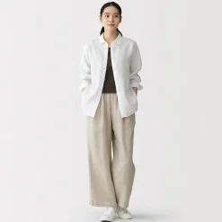 Sale Muji Camisa de lino lavado para mujer