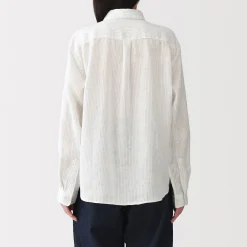 Sale Muji Camisa de lino lavado para mujer