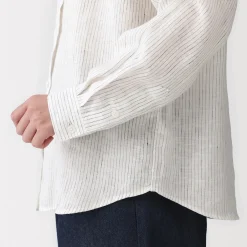 Sale Muji Camisa de lino lavado para mujer