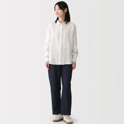 Sale Muji Camisa de lino lavado para mujer