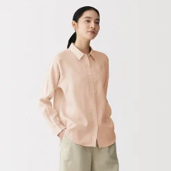 Sale Muji Camisa de lino lavado para mujer