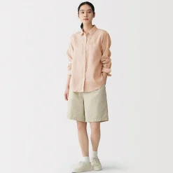 Sale Muji Camisa de lino lavado para mujer