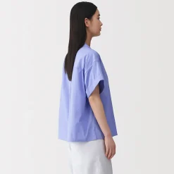 Hot Muji Camisa de manga corta de popelín de algodón orgánico para mujer