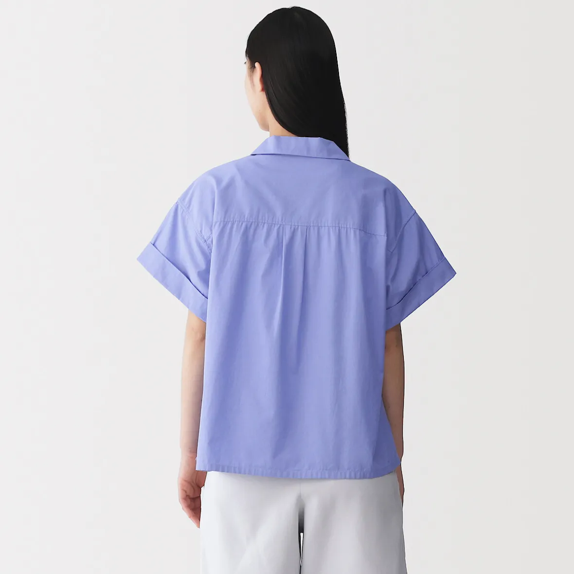 Hot Muji Camisa de manga corta de popelín de algodón orgánico para mujer