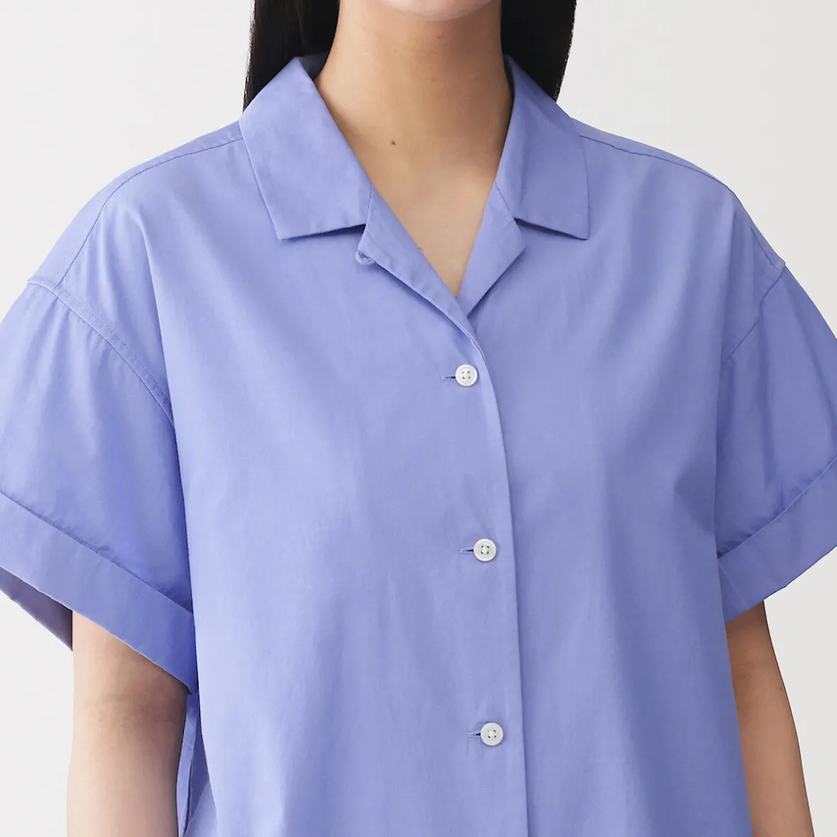 Hot Muji Camisa de manga corta de popelín de algodón orgánico para mujer