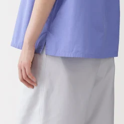 Hot Muji Camisa de manga corta de popelín de algodón orgánico para mujer