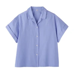 Hot Muji Camisa de manga corta de popelín de algodón orgánico para mujer