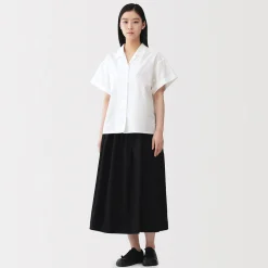 Hot Muji Camisa de manga corta de popelín de algodón orgánico para mujer