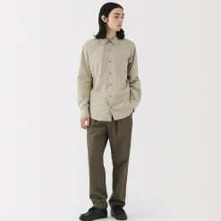 Outlet Muji Camisa de manga larga de algodón ancho lavado para hombre