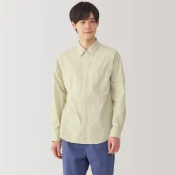 Outlet Muji Camisa de manga larga de algodón ancho lavado para hombre