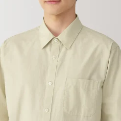 Outlet Muji Camisa de manga larga de algodón ancho lavado para hombre