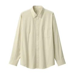 Outlet Muji Camisa de manga larga de algodón ancho lavado para hombre