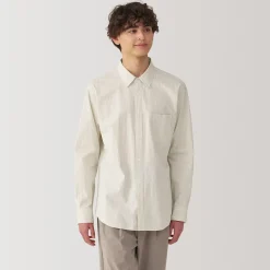 Outlet Muji Camisa de manga larga de algodón ancho lavado para hombre
