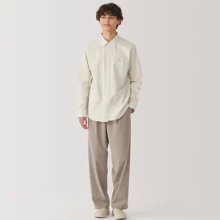 Outlet Muji Camisa de manga larga de algodón ancho lavado para hombre