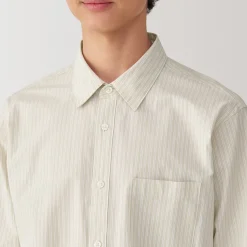 Outlet Muji Camisa de manga larga de algodón ancho lavado para hombre