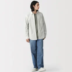 Sale Muji Camisa de manga larga de algodón ancho lavado para hombre