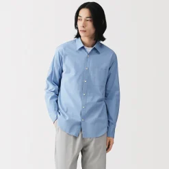 Sale Muji Camisa de manga larga de algodón ancho lavado para hombre