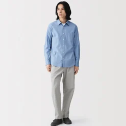 Sale Muji Camisa de manga larga de algodón ancho lavado para hombre