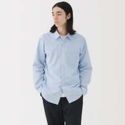 Sale Muji Camisa de manga larga de algodón ancho lavado para hombre