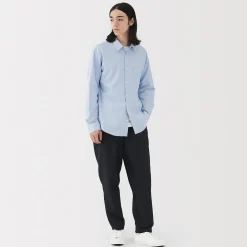 Sale Muji Camisa de manga larga de algodón ancho lavado para hombre