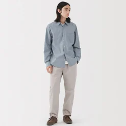 Sale Muji Camisa de manga larga de algodón ancho lavado para hombre