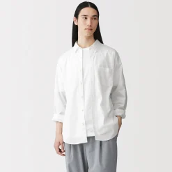Sale Muji Camisa de manga larga de algodón ancho lavado para hombre