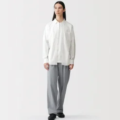 Sale Muji Camisa de manga larga de algodón ancho lavado para hombre