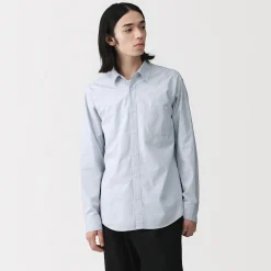 Sale Muji Camisa de manga larga de algodón ancho lavado para hombre