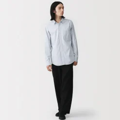 Sale Muji Camisa de manga larga de algodón ancho lavado para hombre