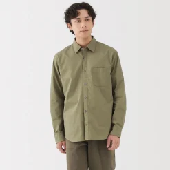 Hot Muji Camisa de manga larga de algodón ancho lavado para hombre