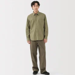 Hot Muji Camisa de manga larga de algodón ancho lavado para hombre