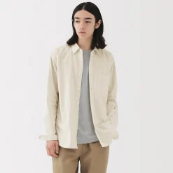 Hot Muji Camisa de manga larga de algodón ancho lavado para hombre